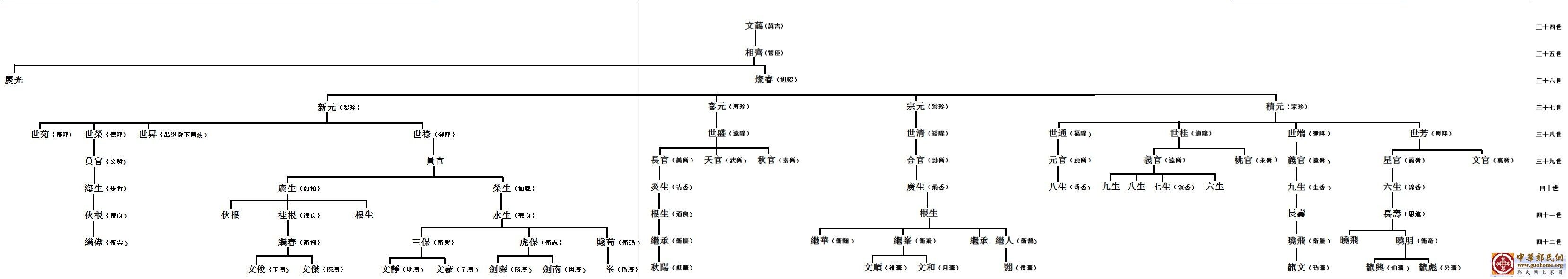 族譜中摘抄本人五服家譜世系表，本人“華”字輩，又取名濤