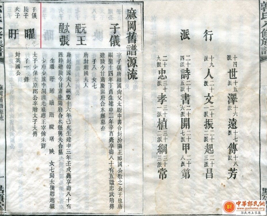 家谱上的字辈歌